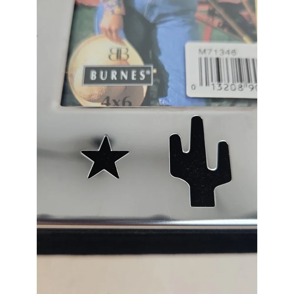 Vintage Burnes of Boston Western Theme Photo‎ Album  Silver Metal & Black Velvet